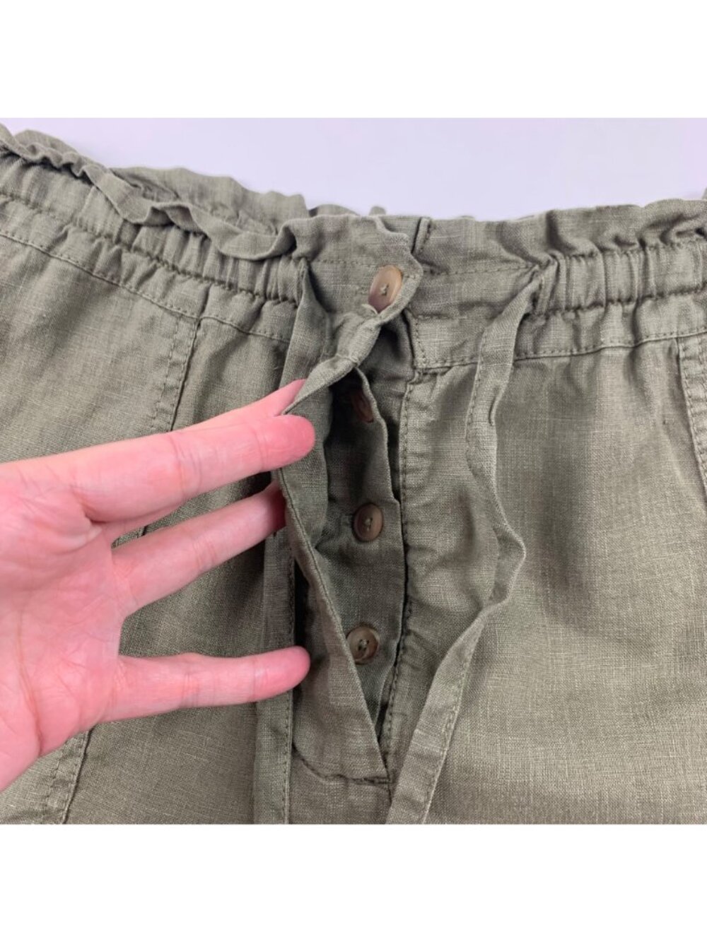Michael Stars Olive Linen High Rise Shorts S - Picture 2 of 5
